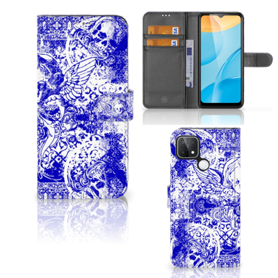 Telefoonhoesje met Naam OPPO A15 Angel Skull Blauw Telefoonhoesje met Naam OPPO A15 Angel Skull Blauw