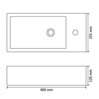 Wastafel met kraangat rechthoekig 46x25,5x12 cm keramiek zwart - thumbnail