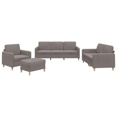 4-delige Loungeset met kussens stof taupe - thumbnail