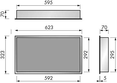 Looox BoX nis - 60x30x7cm - inbouw - met flens - wit box60flw