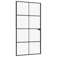 Binnendeur 102x201,5 cm gehard glas en aluminium smal zwart - thumbnail