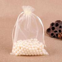 100 PCS geschenk zakken sieraden organza zakje bruiloft verjaardag partij drawable zakjes Gift Bag grootte: 7X9cm (romige witte) - thumbnail