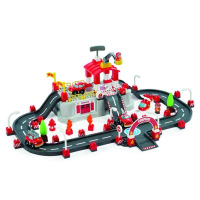 Abrick ecoiffier bouwset - brandweer speelton met deksel als speelbasis - inclusief accessoires voor mini-stad - opbergen in ton - vanaf 18 maanden - thumbnail