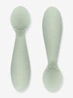 Siliconen set van 2 EZPZ Tiny spoon voor peuters amandelgroen - thumbnail