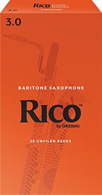 D&apos;Addario Woodwinds RLA2530 Rico Baritonsaxofoonriet, 3.0, 25-Pack, Unfiled