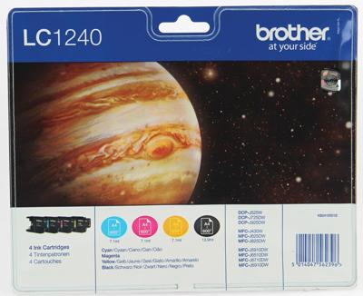 Brother Inktcartridge LC1240 Origineel Combipack Zwart, Cyaan, Magenta, Geel LC1240VALBP