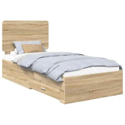 Bedframe met hoofdeinde Sonoma Eiken 75 x 190 cm Bewerkt hout