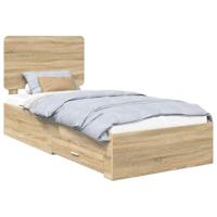 Bedframe met hoofdeinde Sonoma Eiken 75 x 190 cm Bewerkt hout - thumbnail