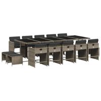 15-delige Tuinset met kussens poly rattan grijs - thumbnail