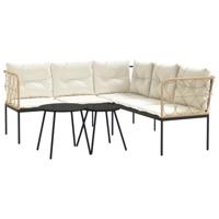 Loungeset met kussens staal en textileen zwart - thumbnail