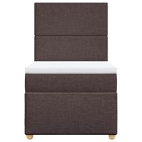 Boxspring met matras stof donkerbruin 140x200 cm - thumbnail