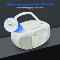 MEDION E66476 Stereo Geluidssysteem (boombox, CD-speler, MP3, cassette, draagbare cassettespeler voor kinderen, FM-radio, AUX, hoofdtelefoon, netvoeding & batterij) groen - thumbnail