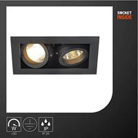 SLV InbouwspotKadux 2 GU10 9cm zwart - 115520 - thumbnail