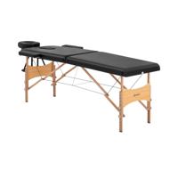 massagetafel inklapbaar - extra breed (70 cm) - kantelbare hoofd- en voetensteun - beukenhout - zwart - thumbnail