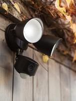Buitenlamp garage met camera zwart &apos;Draco&apos; breedstraler - thumbnail
