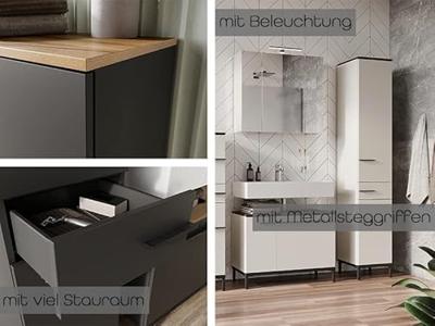 Germania Yonkers Badkamerkast Hoog Grafiet | Eiken