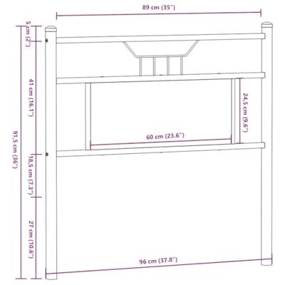 Hoofdbord 90 cm bewerkt hout en staal bruin eikenkleurig Hoofdbord 90 cm bewerkt hout en staal bruin eikenkleurig