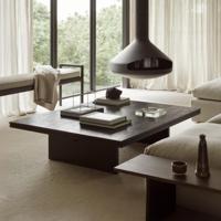 Ethnicraft Salontafel 'Grooves' Gevernist Teakhout, 140 x 110cm, kleur Off Black - thumbnail