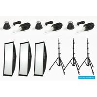 Nanlite FS-150B LED Spot Light triple kit (w/ light stand and softbox) - thumbnail