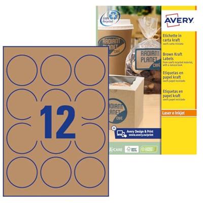Avery L7106-20 productetiketten, diameter: 60 mm, 240 etiketten, kraft