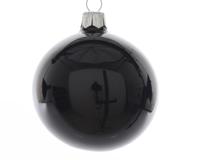 Decoris Grote kerstbal glazende zwart 15cm - thumbnail