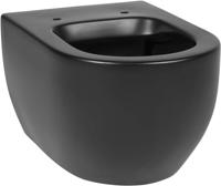 Saqu Home randloos hangtoilet met PowerFlush en quickrelease toiletbril mat zwart - thumbnail