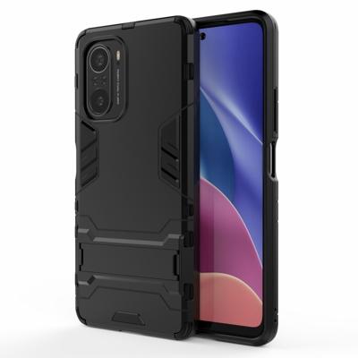 Lunso - Double Armor backcover hoes met stand - Xiaomi Mi 11i / Poco F3 - Zwart Lunso - Double Armor backcover hoes met stand - Xiaomi Mi 11i / Poco F3 - Zwart