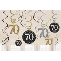 70 Jaar Hangdecoratie Swirlset Zilver/Goud - thumbnail