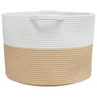VidaXL Wasmand ø 55x36 cm katoen beige en wit - thumbnail