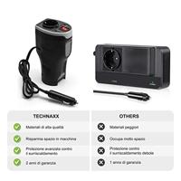 Technaxx TE13 Omvormer 200 W 12 V/DC - 230 V/AC, 5 V/DC Past in bekerhouder - thumbnail