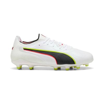 PUMA King 20 Ultimate Gras / Kunstgras Voetbalschoenen (MG) Wit Felrood Neongeel PUMA King 20 Ultimate Gras / Kunstgras Voetbalschoenen (MG) Wit Felrood Neongeel