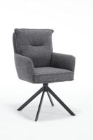 Artistiq Draaibare Eetkamerstoel 'Destinie' Structuurstof, kleur Antraciet - thumbnail