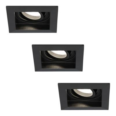 Set van 3 Fresno LED inbouwspots vierkant - GU10 - 4 Watt 345 Lumen - 4000K neutraal wit - Dimbaar - Kantelbaar - Verzonken - IP20 voor binnen - Zwart - Anti-glare Set van 3 Fresno LED inbouwspots vierkant - GU10 - 4 Watt 345 Lumen - 4000K neutraal wit - Dimbaar - Kantelbaar - Verzonken - IP20 voor binnen - Zwart - Anti-glare