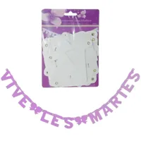 Letterslinger Vive les Mariès paars 160 cm | 24 stuks - thumbnail