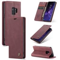CaseMe-013 multifunctionele retro Frosted horizontale Flip lederen draagtas met kaartsleuf & houder & portemonnee voor Galaxy S9 (wijn rood) - thumbnail