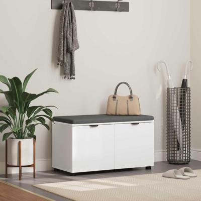 Halbank met kussen met opslag met de deur Wit 80 x 38 x 46 cm