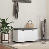 Halbank met kussen met opslag met de deur Wit 80 x 38 x 46 cm - thumbnail