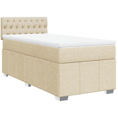 Boxspring met matras stof crèmekleurig 200x200 cm - thumbnail