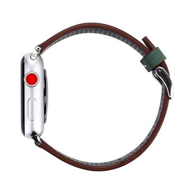 Dot Pattern Leren bandje - Donker groen - Geschikt voor Apple Watch 44mm / 45mm / 46mm / 49mm