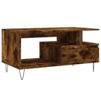 Salontafel 90x49x45 cm bewerkt hout gerookt eikenkleurig - thumbnail