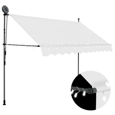 Luifel handmatig uitschuifbaar met LED 300 cm crèmekleurig