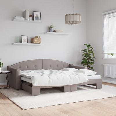 Slaapbank met onderschuifbed 80x200 cm stof taupe