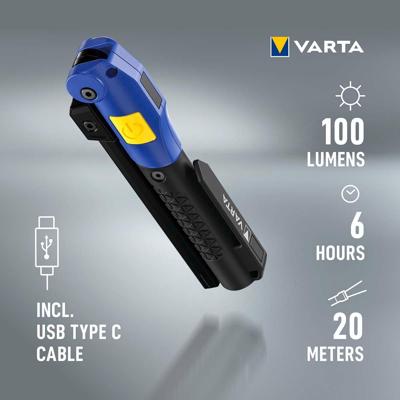 Varta 18649101401 Multifunction Light F20R Werklamp LED werkt op een accu 100 lm
