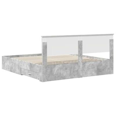 Bedframe met hoofdeinde Beton Grijs 180 x 200 cm Bewerkt hout