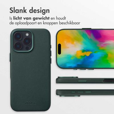 Accezz MagSafe Leather Backcover voor iPhone 16 Pro Max Telefoonhoesje Groen