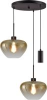 Masterlight 3-lichts hanglampGenua zwart met 2x goud glas Ø 29cm en 1 pendel - 2972-05-05-35-3MB129 - thumbnail