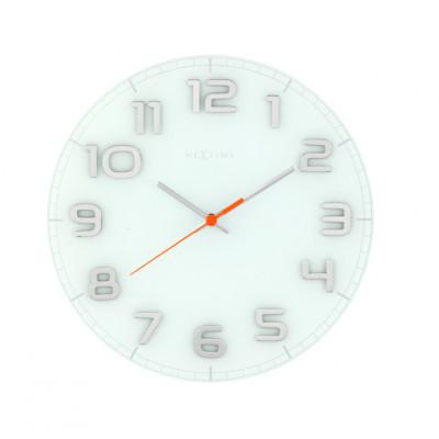 NeXtime NE-8817WI Wandklok Dia. 30 X 3.5 Cm, Glass, White, 'Classy Round' NeXtime NE-8817WI Wandklok Dia. 30 X 3.5 Cm, Glass, White, 'Classy Round'