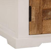 Dressoir 55x30x73 cm massief ruw mangohout wit en bruin - thumbnail