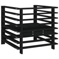 Tuinstoelen 2 st massief grenenhout zwart - thumbnail