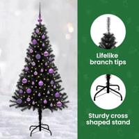 VidaXL Kerstboom met 150 led met standaard zwart 150 cm pvc - thumbnail